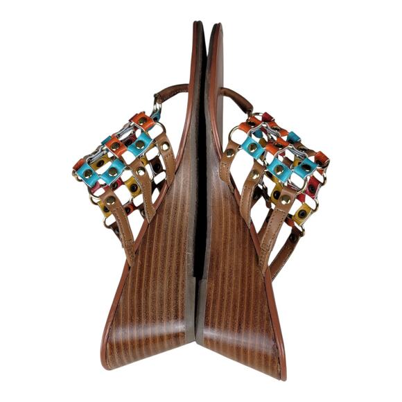 Kelly and Katie Slide On Wedge Sandals Caged Strap Leather Women's Size 7‎ US - Picture 2 of 6